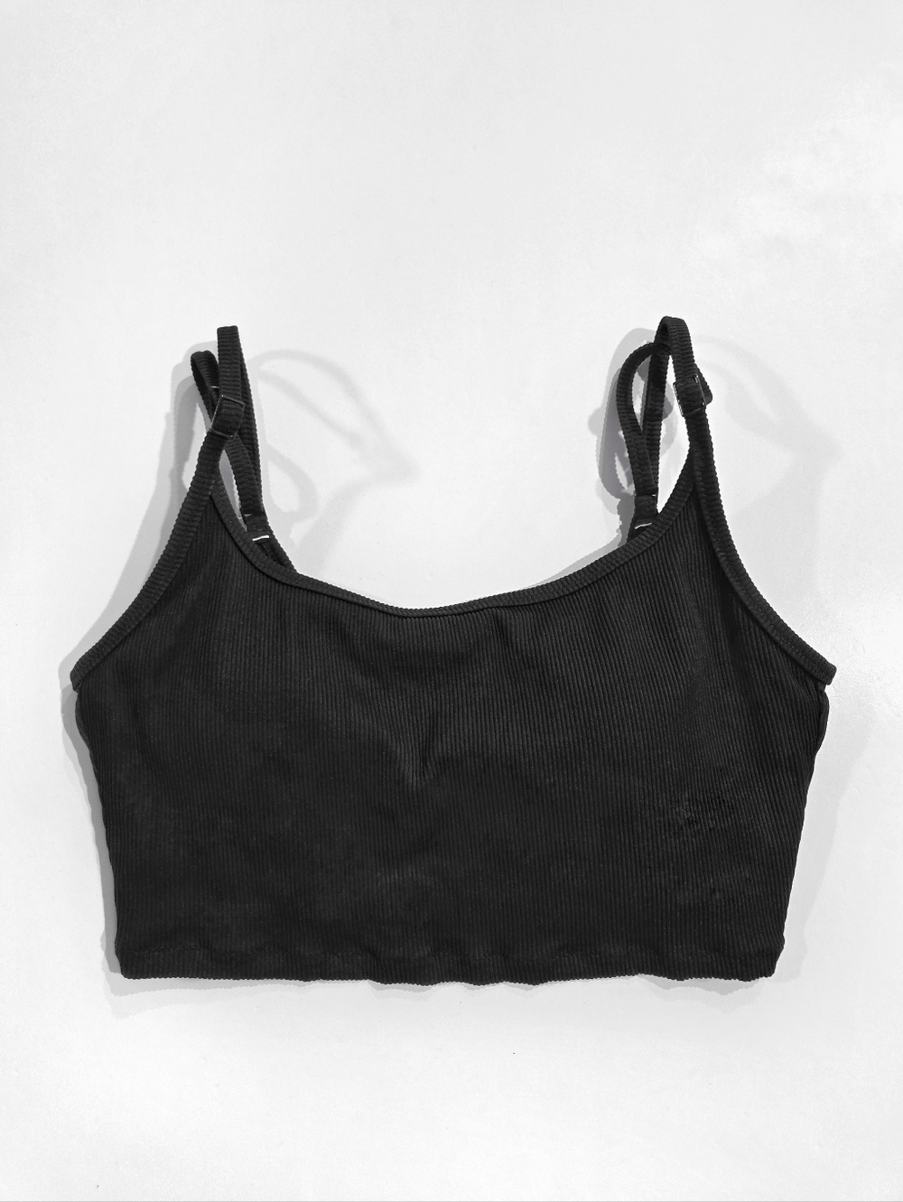 NWT AERIE Black Ribbed Scoop Longline Swim Bikini Top - Picture 2 of 7